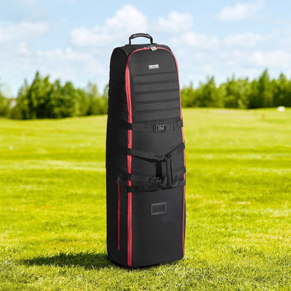 VEVOR Golf Travel Bag, Outdoors Soft-Sided Golf Travel Cover Case, Heavy Duty 1000D Nylon Wear-Resistant, Padded Golf Luggage Case Cover with Wheels, Foldable Golf Club Storage Bag for Airlines