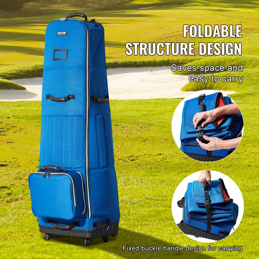 VEVOR Golf Travel Bag, Outdoors Soft-Sided Golf Travel Cover, Heavy Duty 1200D Polyester Oxford Wear-Resistant Waterproof, Padded Luggage Case with Wheels, Foldable Golf Club Storage Bag for Airline