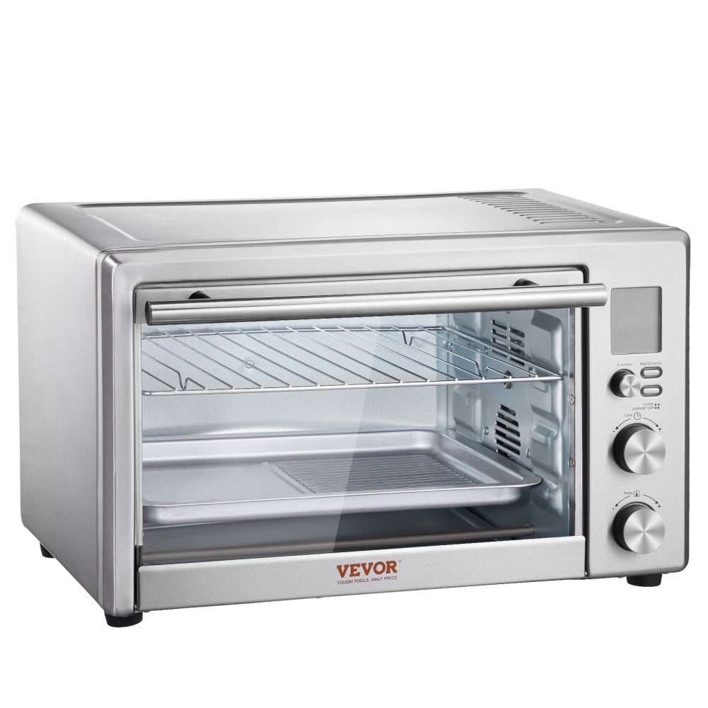 VEVOR 10-IN-1 Convection Oven, 28L/29.6Qt Multifunctional Conventional Oven Countertop, 1800W 4-Tier Toaster with Front Glass Door, with Trays Wire Racks Gloves, Home and Commercial Use