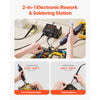 VEVOR 2-in-1 Hot Air Rework Station & Soldering Station, 750W Digital Rework and Soldering Iron Station with Adjustable Temps & Airflow, ℃/℉ Conversion, 3 Hot Air Nozzles for Electronics Repairing