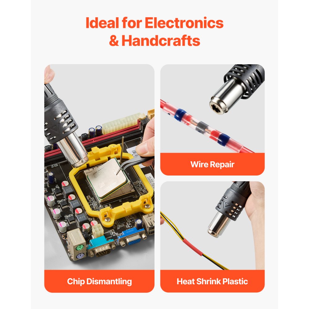 VEVOR Hot Air Rework Station, 700W Digital Display SMD Rework Station, 212℉-932℉ Hot Air Gun with Adjustable Airflow, 3 Pre-Set Channels & ℃/℉ Conversion for Chip Dismantling, Electronics Repair