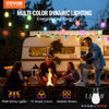 VEVOR RGB Outdoor String Lights, 50FT, Outside Patio Lights with APP Control 15 Bulbs, 15 Single-Color Adjustable Brightness Time Setting, Waterproof Hanging Lights for Halloween Decorations Christmas