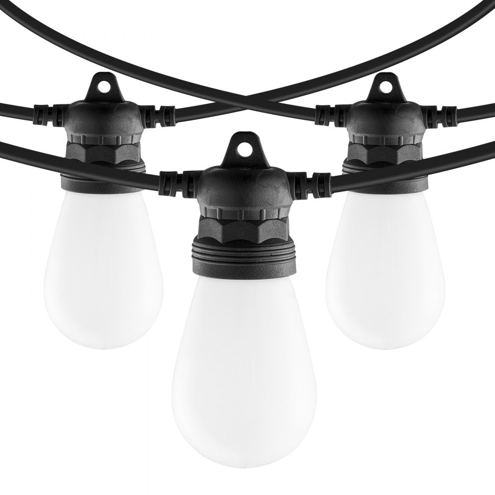 VEVOR RGB Outdoor String Lights, 50FT, Outside Patio Lights with APP Control 15 Bulbs, 15 Single-Color Adjustable Brightness Time Setting, Waterproof Hanging Lights for Halloween Decorations Christmas