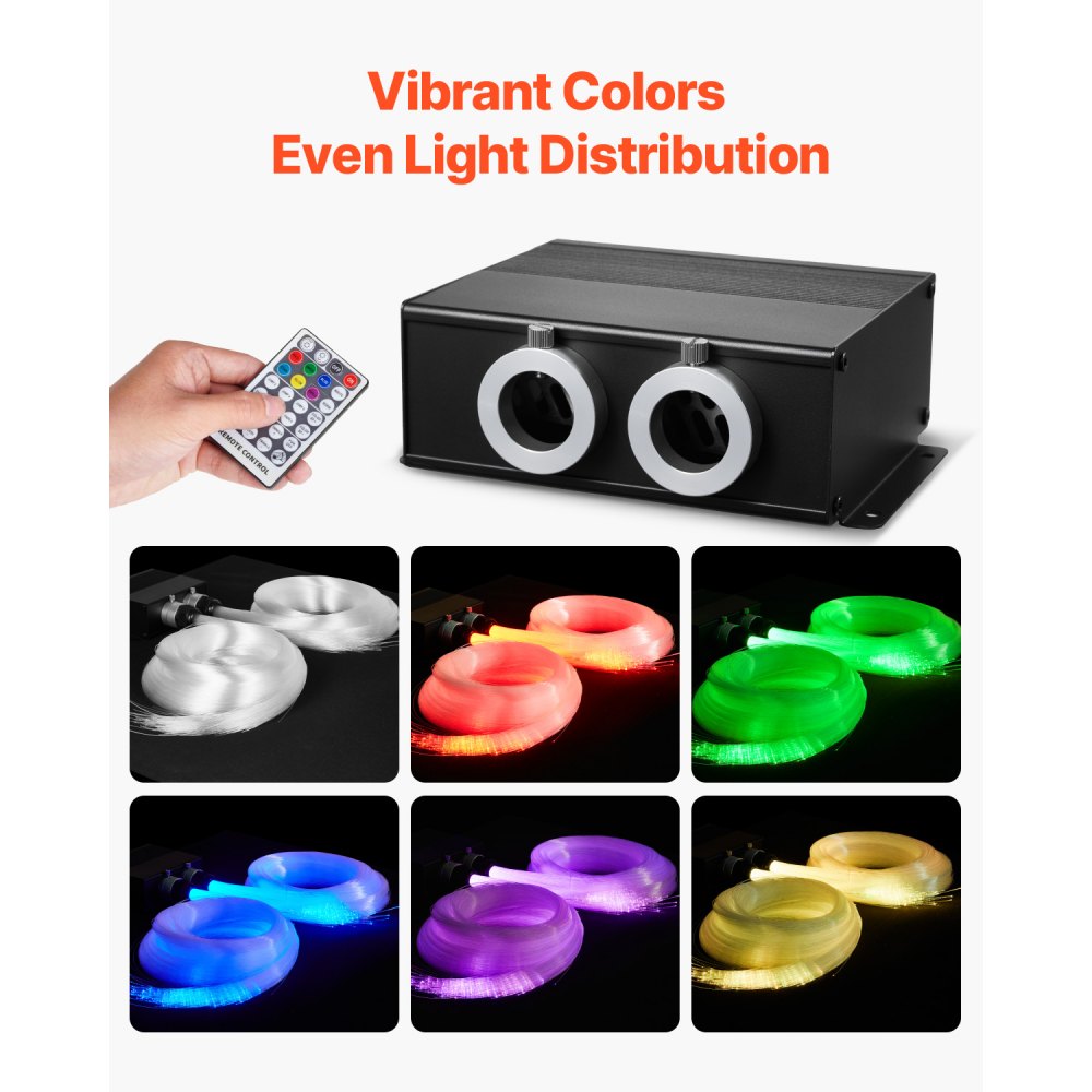 VEVOR Starlight Headliner Kit, 900 pcs 0.03 in 9.8 ft, 20W Twinkle Fiber Optic Star Ceiling Lights for Car, Bluetooth APP, Remote Control, Sound Activated, RGBW Light Engine, for Home Bed Room Decor