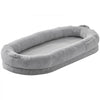 VEVOR Human Dog Bed, 67.7"x35"x9.8" Human Dog Bed for Adult, Human Size Dog Bed with Washable Faux Rabbit Fur Cover, Egg Orthopedic Foam, Storage Pocket, Large Dog Bean Bed, Light Grey