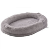 VEVOR Human Dog Bed, 72" x48"x10" Giant Human Dog Bed for Adult, Human Size Dog Bed with Washable PV Velvet Cover, Egg Orthopedic Foam, Storage Pocket, Large Dog Bean Bed for You and Pet, Light Grey
