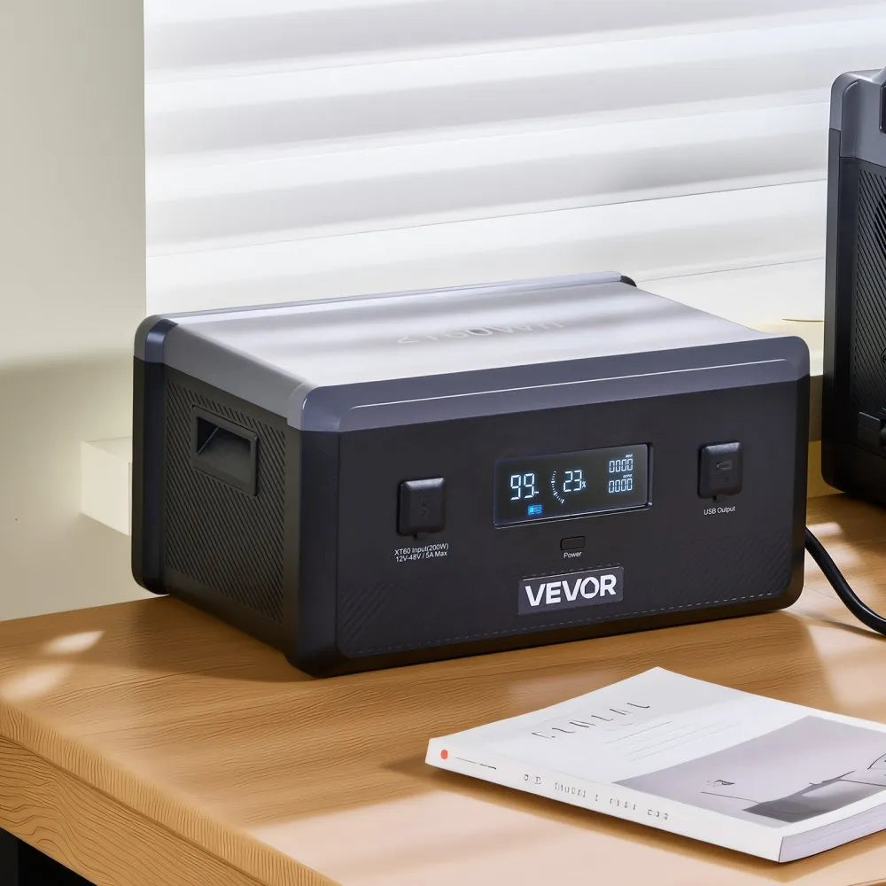 VEVOR Extra Battery for Portable Power Station, 2160Wh LiFePO4 Extra Expansion Battery with 3 Output Ports for Home Use, Outdoor Camping, Road Trips, RVs, Emergencies