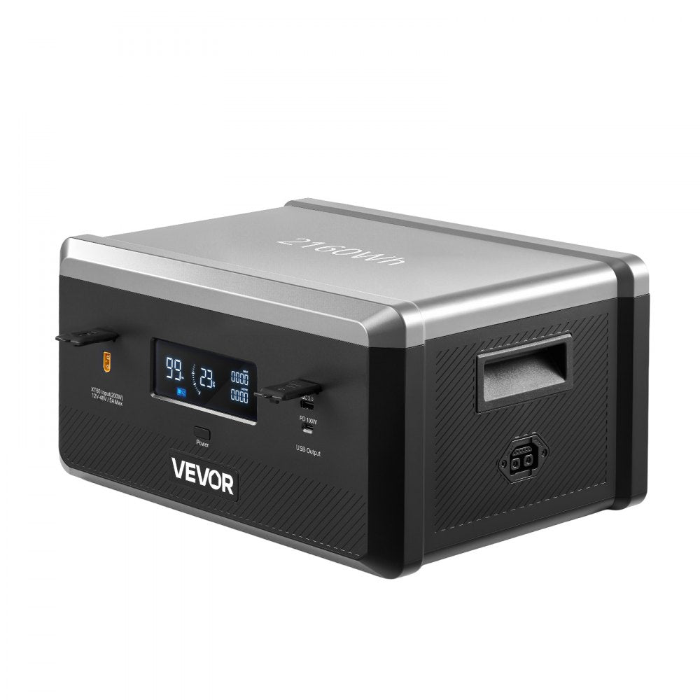 VEVOR Extra Battery for Portable Power Station, 2160Wh LiFePO4 Extra Expansion Battery with 3 Output Ports for Home Use, Outdoor Camping, Road Trips, RVs, Emergencies