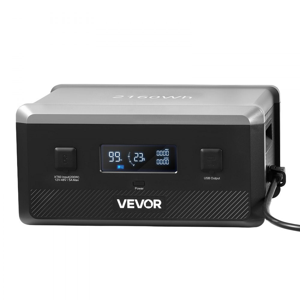 VEVOR Extra Battery for Portable Power Station, 2160Wh LiFePO4 Extra Expansion Battery with 3 Output Ports for Home Use, Outdoor Camping, Road Trips, RVs, Emergencies