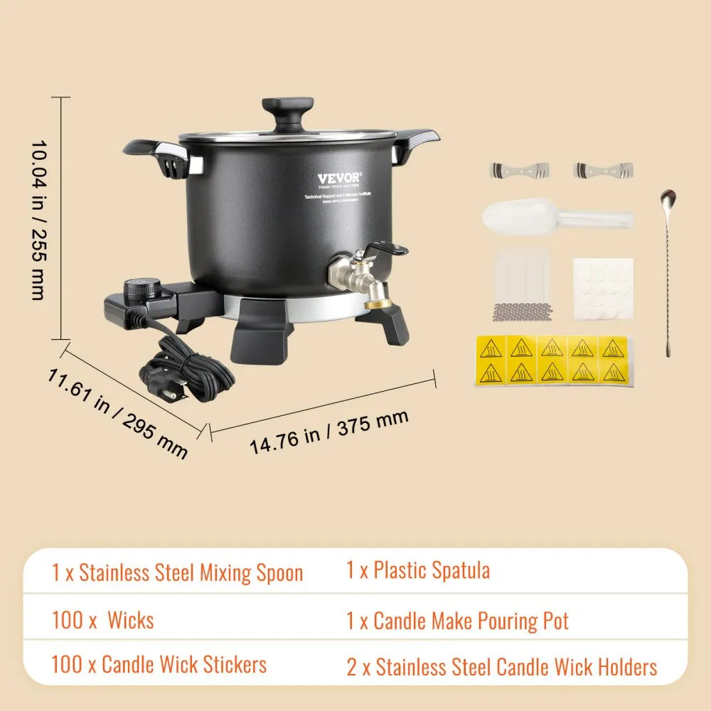 VEVOR 5 Liter Wax Melter for Candle Making, Large Electric Wax Melting Pot Easy Pour Spout, 4-level Temperature Control, Easy Clean for Candle Soap Cream Beauty Bulk Production Business or Home