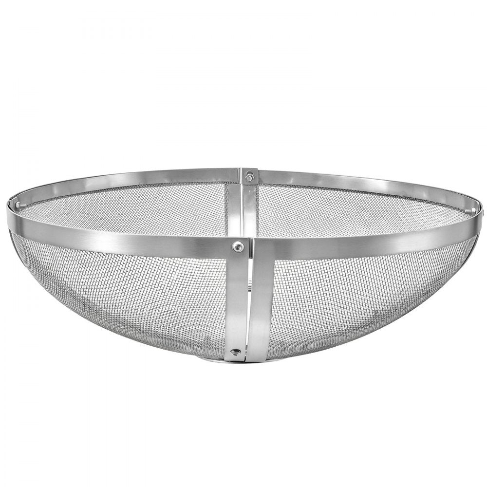 VEVOR Fire Pit Spark Screen, 19 inch Round, Stainless Steel Mesh Cover Lid, for Outdoor, Patio, Backyard, Camping, Party, with Handle and Poker, High Temperature Tolerant, Help Block Sparks, Silver