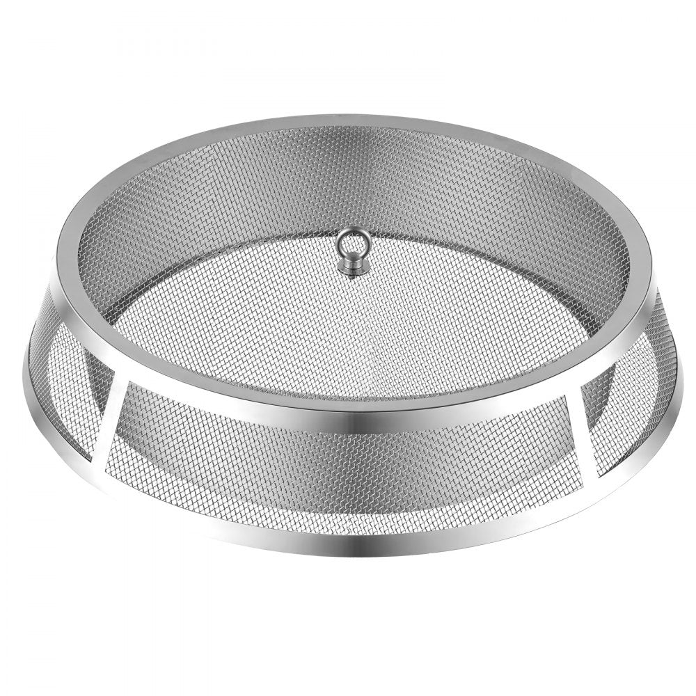 VEVOR Fire Pit Spark Screen, 19 inch Mesh Cover Lid, SUS304 Stainless Steel, for Outdoor, Patio, Backyard, Camping, Party, with Handles & Poker, High Temperature Tolerant, Help Block Sparks, Silver