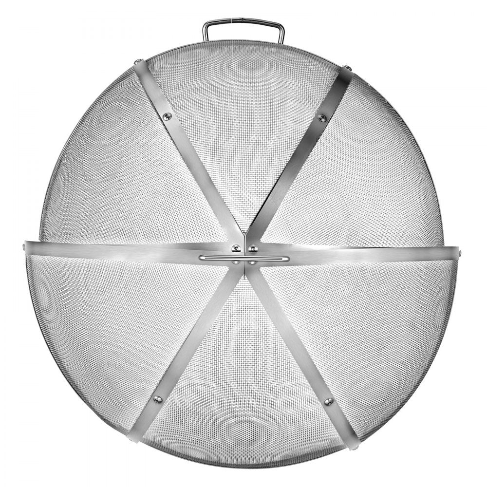 VEVOR Fire Pit Spark Screen, 26 inch Dome, Stainless Steel Mesh Cover Lid, for Outdoor, Patio, Backyard, Camping, Party, with Handles and Poker, High Temperature Tolerant, Help Block Sparks, Silver