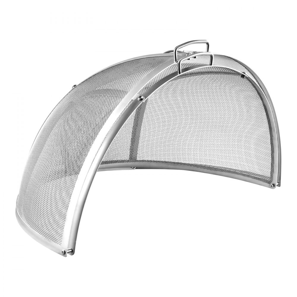 VEVOR Fire Pit Spark Screen, 30 inch Dome, Stainless Steel Mesh Cover Lid, for Outdoor, Patio, Backyard, Camping, Party, with Handles and Poker, High Temperature Tolerant, Help Block Sparks, Silver