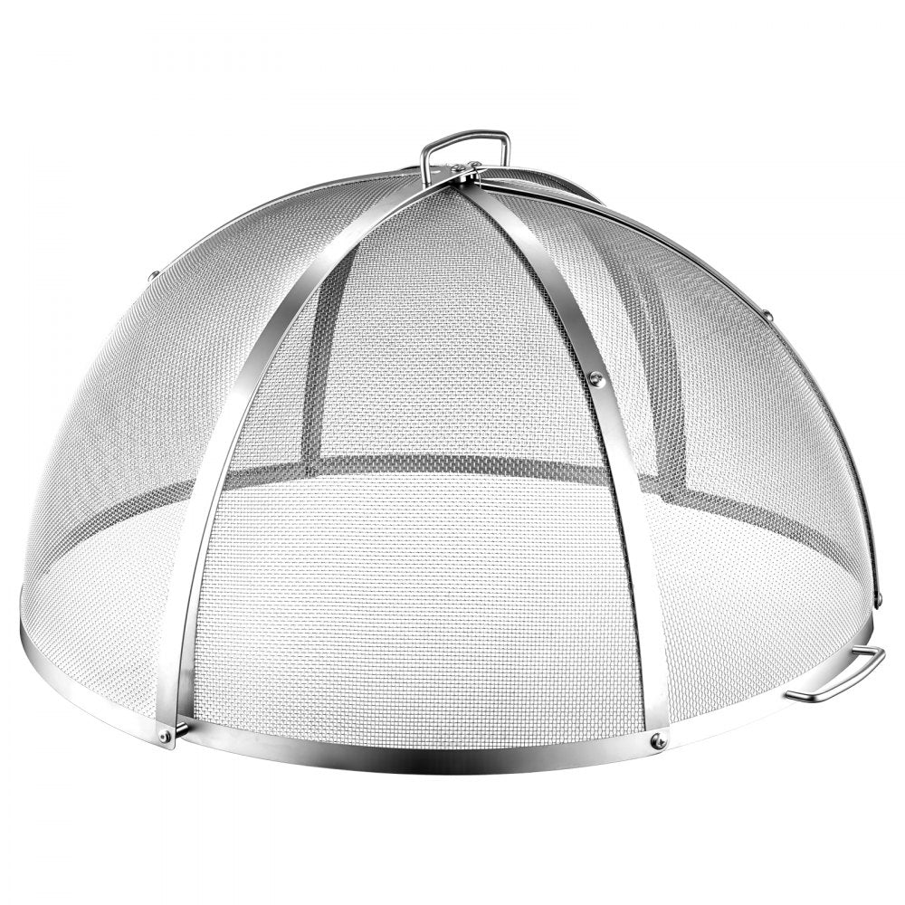 VEVOR Fire Pit Spark Screen, 30 inch Dome, Stainless Steel Mesh Cover Lid, for Outdoor, Patio, Backyard, Camping, Party, with Handles and Poker, High Temperature Tolerant, Help Block Sparks, Silver