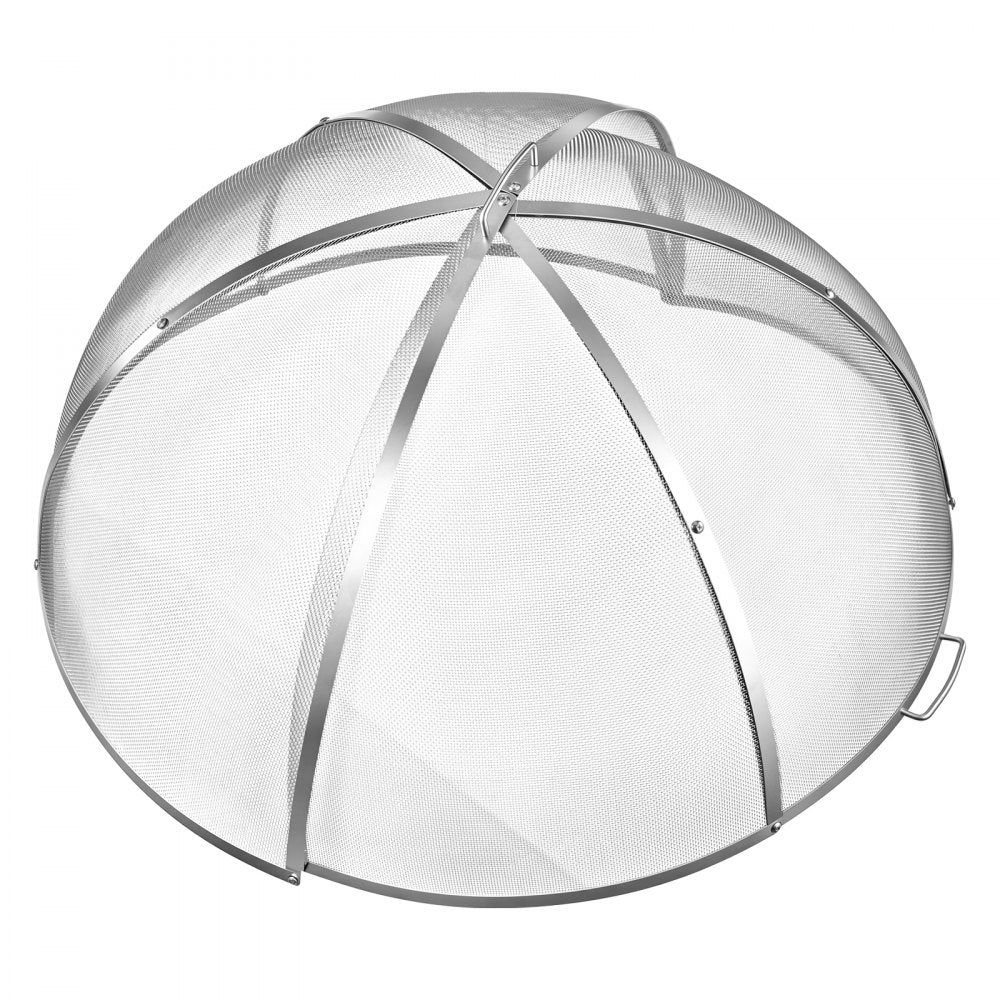 VEVOR Fire Pit Spark Screen, 40 inch Dome, Stainless Steel Mesh Cover Lid, for Outdoor, Patio, Backyard, Camping, Party, with Handles and Poker, High Temperature Tolerant, Help Block Sparks, Silver