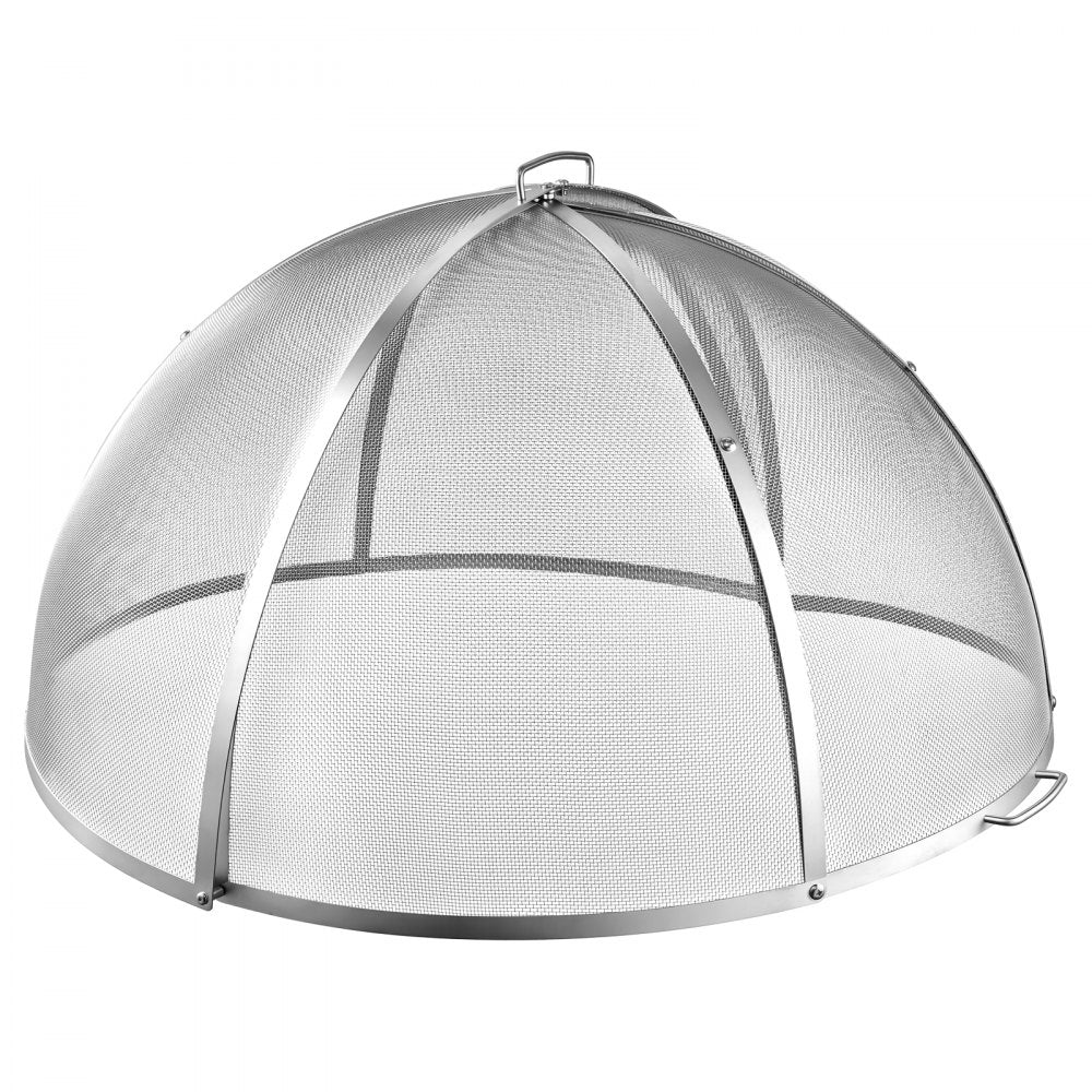 VEVOR Fire Pit Spark Screen, 40 inch Dome, Stainless Steel Mesh Cover Lid, for Outdoor, Patio, Backyard, Camping, Party, with Handles and Poker, High Temperature Tolerant, Help Block Sparks, Silver
