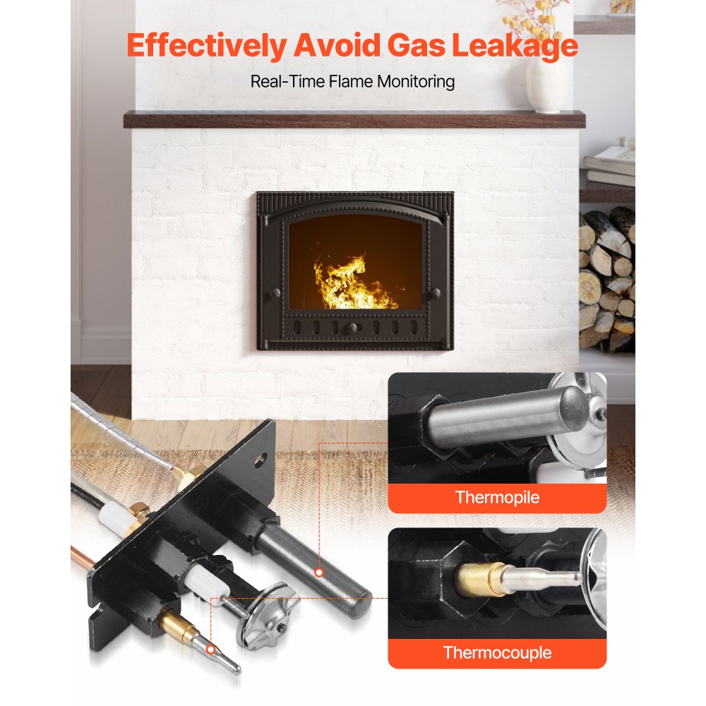 VEVOR Gas Pilot Assembly, OE 10002265, 10002264, SRV10002264 Fireplace Gas Pilot Assembly, Natural Gas & LPG Ignition Replacement, Fit Majestic, Vermont Castings, Temco, Dutchwest, Monessen, Century