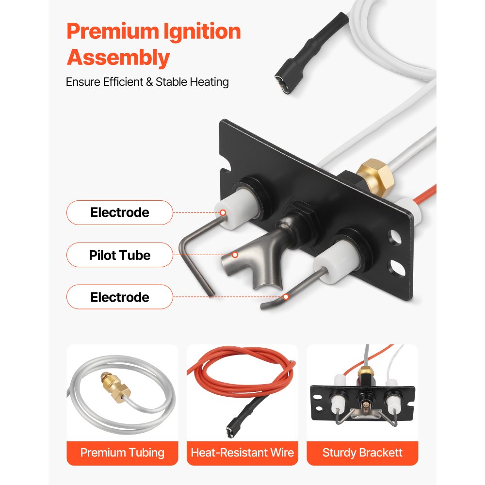 VEVOR Gas Pilot Assembly, OE 2090-012, 2198-012, SRV2090-012 Fireplace Gas Pilot Assembly, Natural Gas Ignition Replacement, Fit Heatilator, Heat & Glo, Quadra-Fire, Outdoor Lifestyles, Majestic