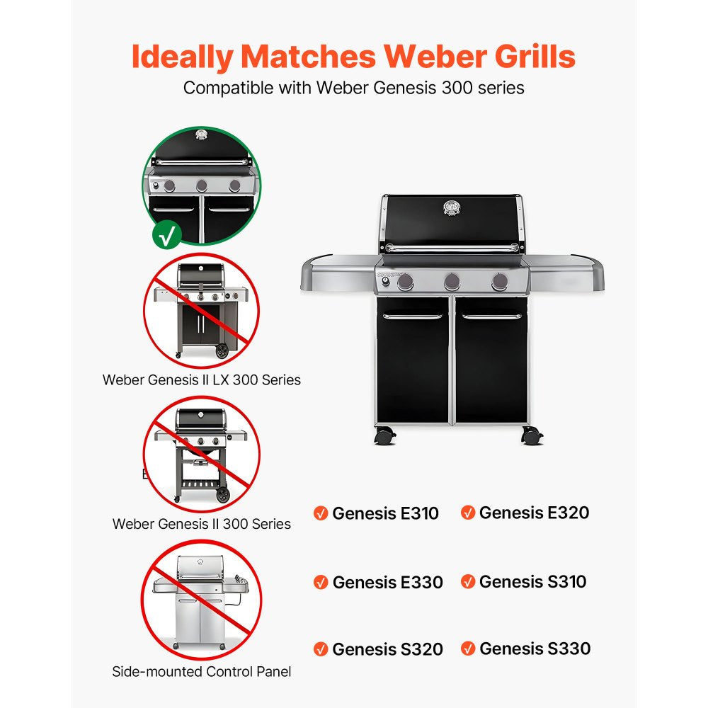 VEVOR Flavorizer Bars and Heat Deflectors, 17 inch Grill Replacement Part, for Weber Genesis 300 Series Grills, Including E310 E320 E330 S310 S320 S330, Stainless Steel Thicker Heat Plate, 7 Pack