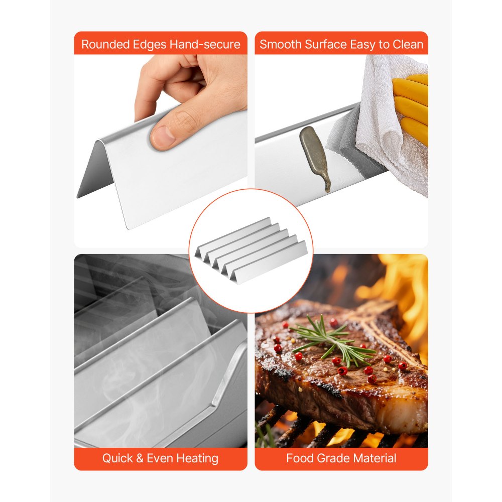VEVOR Flavorizer Bars and Heat Deflectors, 17 inch Grill Replacement Part, for Weber Genesis 300 Series Grills, Including E310 E320 E330 S310 S320 S330, Stainless Steel Thicker Heat Plate, 7 Pack