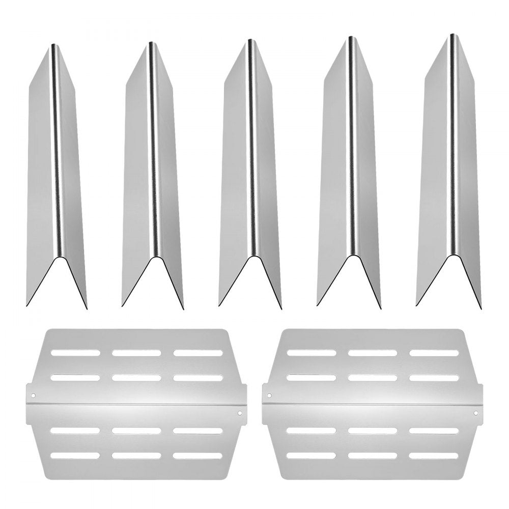 VEVOR Flavorizer Bars and Heat Deflectors, 17 inch Grill Replacement Part, for Weber Genesis 300 Series Grills, Including E310 E320 E330 S310 S320 S330, Stainless Steel Thicker Heat Plate, 7 Pack