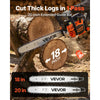 VEVOR Gas Powered Chainsaw 18 & 20 Inch 58CC 3.22HP 2 Stroke Engine Saw, for Wood Cutting, Tree Trimming & Land Clearing, Throttle-Synced Choke, Power Chain Saw with Non-Slip Handle & Dual Tanks