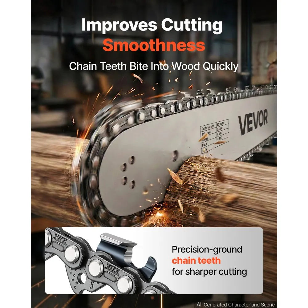 VEVOR Gas Powered Chainsaw 18 & 20 Inch 58CC 3.22HP 2 Stroke Engine Saw, for Wood Cutting, Tree Trimming & Land Clearing, Throttle-Synced Choke, Power Chain Saw with Non-Slip Handle & Dual Tanks