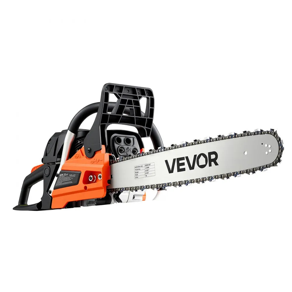 VEVOR Gas Powered Chainsaw 18 & 20 Inch 58CC 3.22HP 2 Stroke Engine Saw, for Wood Cutting, Tree Trimming & Land Clearing, Throttle-Synced Choke, Power Chain Saw with Non-Slip Handle & Dual Tanks