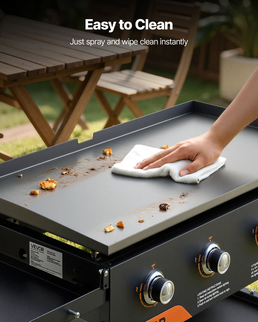 VEVOR Gas Griddle - Easy to clean surface