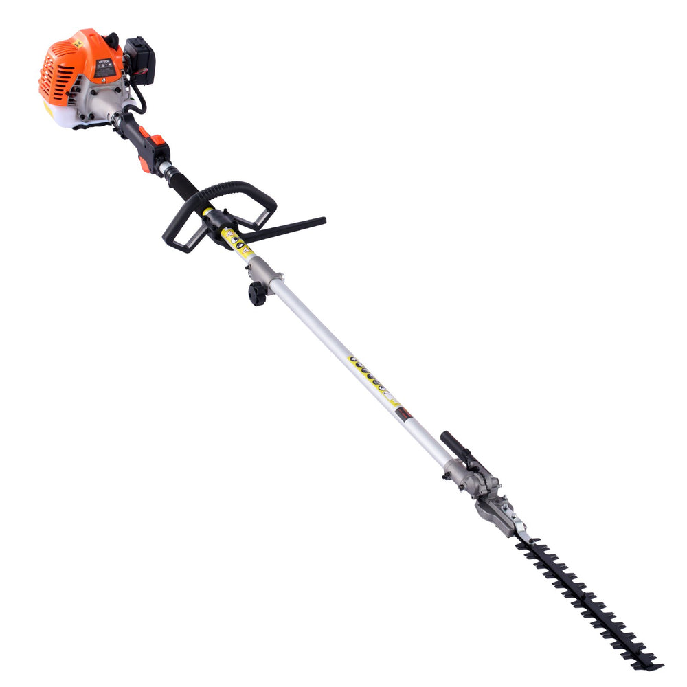 VEVOR Gas Hedge Trimmer, 2 Cycle Gas Power Handheld Trimmer, 6-in-1 26cc Weed Eater with Extension Pole & Protective Gear Set, Includes Hedge & String Trimmer, Brush Cutter(3T & 40T), Edger, Pole Saw