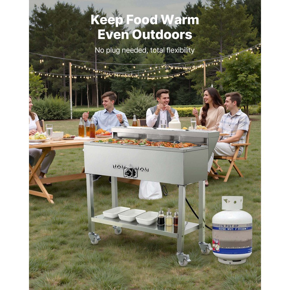 VEVOR propane steam table outdoor use (keep food warm even outdoors)
