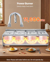 VEVOR 4-Pan Commercial Propane Steam Table, LP Gas Outdoor Soup Warmer with Drain Valve, Stainless Steel Propane Food Warmer with Adjustable Temperature, for Restaurant Party Outdoor Camping