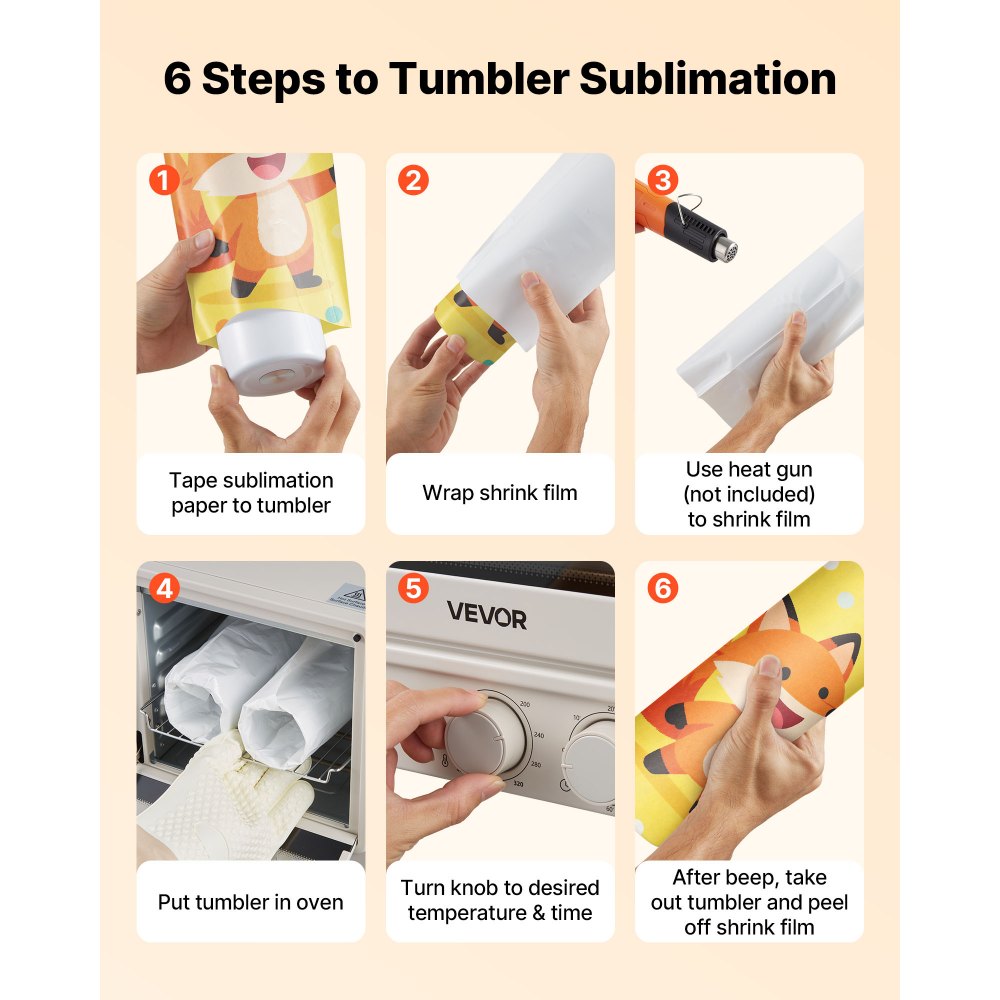 VEVOR Sublimation Oven Machine, 13 Qt, Fits 20oz Tumblers, with 50 Shrink Films, 1 Tape and 2 Heat Gloves, Oven for Sublimation Blank Tumblers, Mugs, Bowls, Off-White