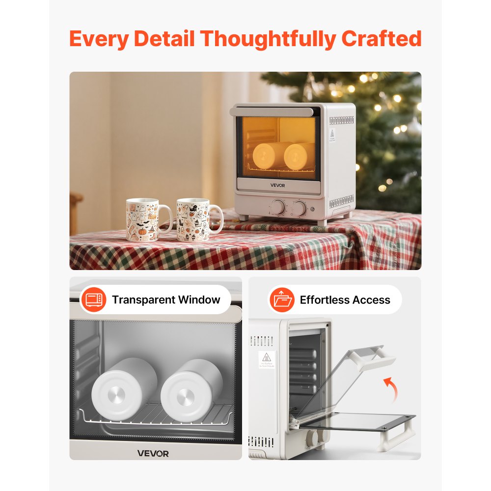 VEVOR Sublimation Oven Machine 13 Qt Fits 20oz Tumblers Convection Oven, for Sublimation Blank Tumblers, Mugs, Bowls, 360° Even Heating, with 50 Shrink Films, 1 Tape and 2 Heat-Resistant Gloves