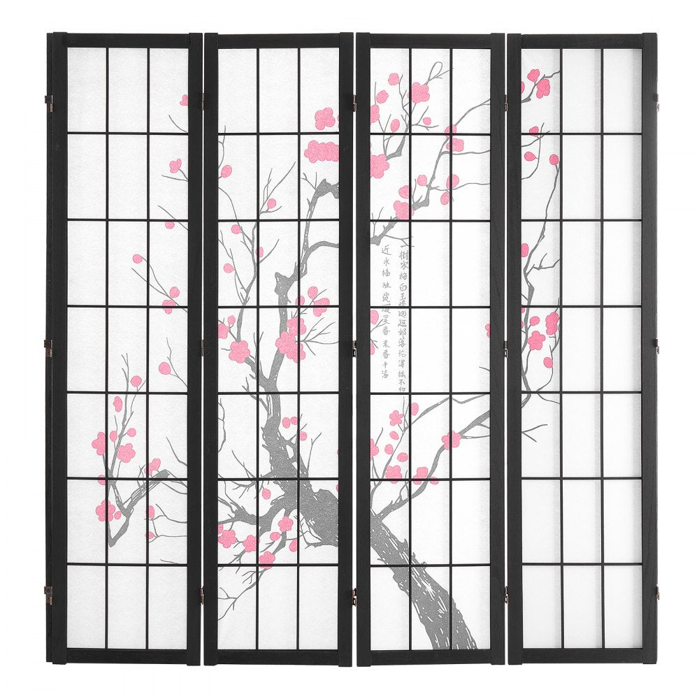 VEVOR Room Divider, 4 Panel Japanese Room Divider Screen, Wood Folding Privacy Screen Indoor, Japanese Partition Portable Decoration Dividers, for Room Separation Home Office Restaurant & Bedroom