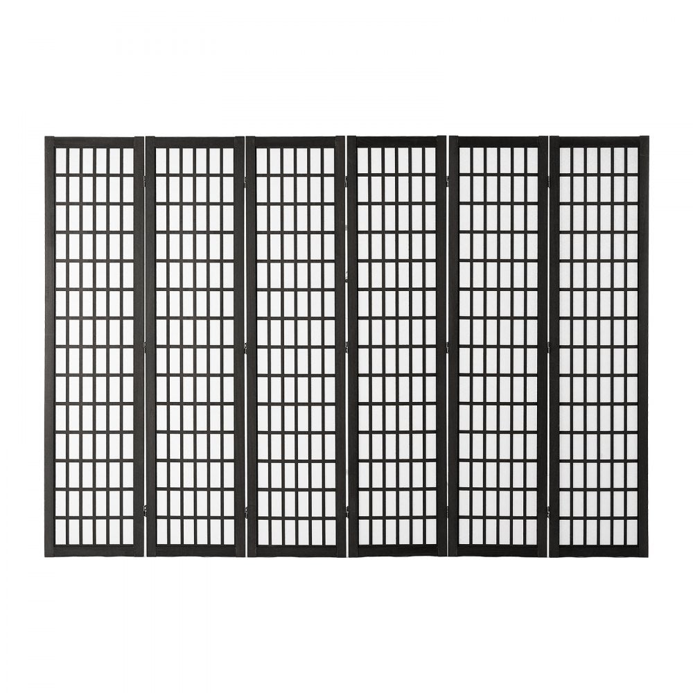 VEVOR Room Divider, 6 Panel Japanese Room Divider, Folding Privacy Screen Indoor, Portable Partition Dividers and Decoration Screens, for Room Separation, Home, Office, Restaurant & Bedroom (Black)