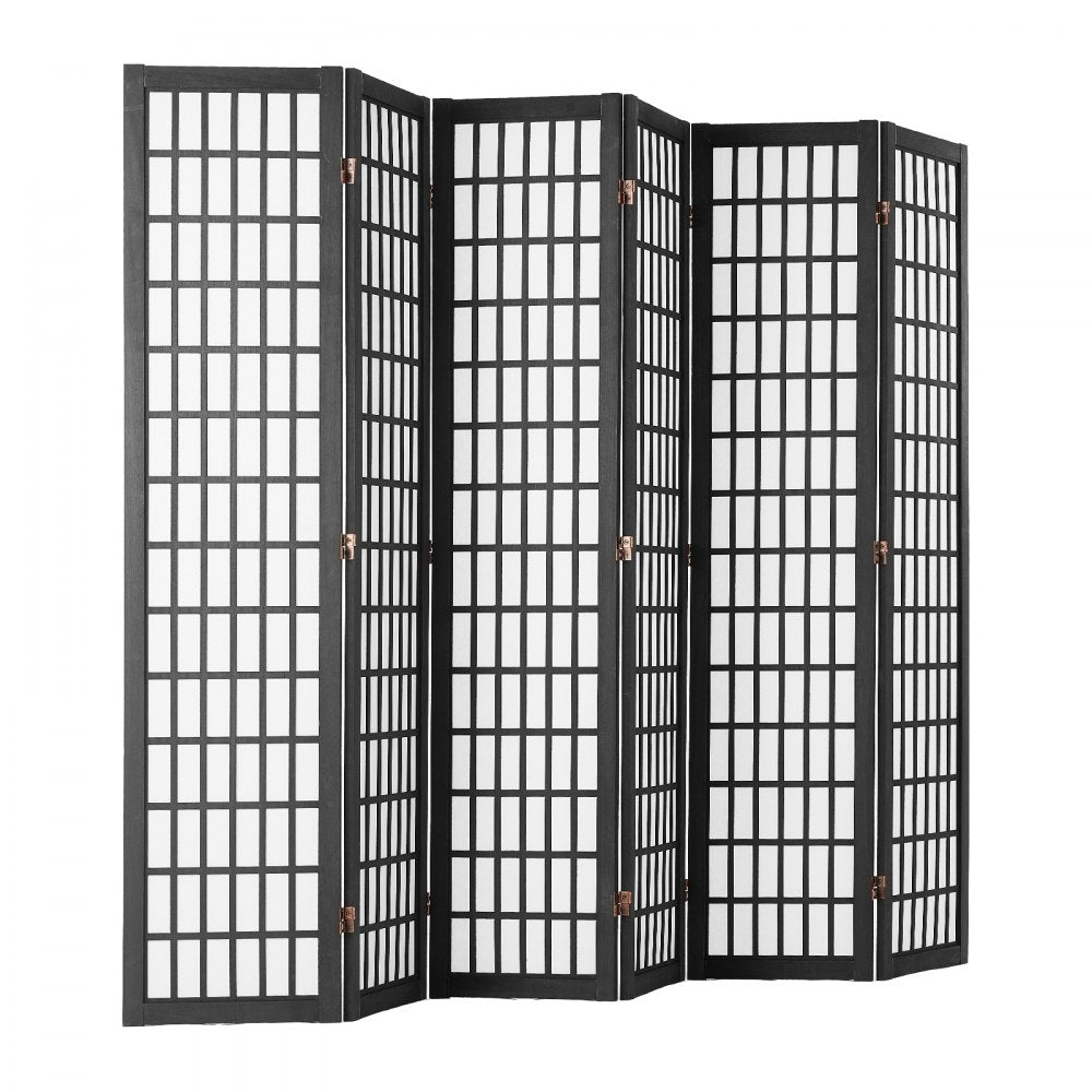 VEVOR Room Divider, 6 Panel Japanese Room Divider, Folding Privacy Screen Indoor, Portable Partition Dividers and Decoration Screens, for Room Separation, Home, Office, Restaurant & Bedroom (Black)