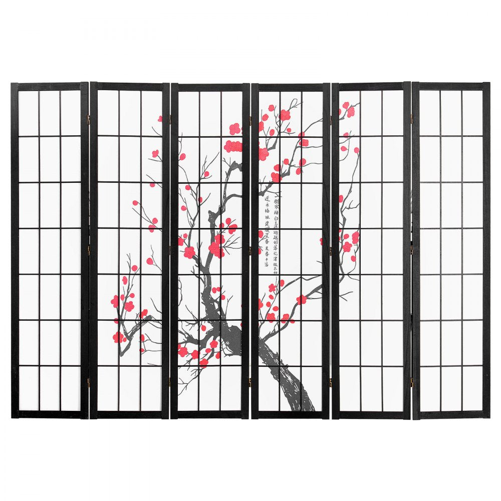 VEVOR Room Divider, 6 Panel Japanese Room Divider Screen, Wood Folding Privacy Screen Indoor, Japanese Partition Portable Decoration Dividers, for Room Separation Home Office Restaurant & Bedroom