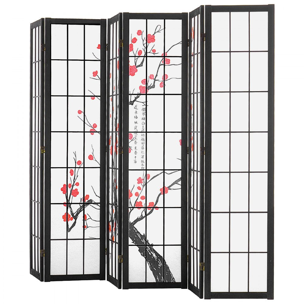 VEVOR Room Divider, 6 Panel Japanese Room Divider Screen, Wood Folding Privacy Screen Indoor, Japanese Partition Portable Decoration Dividers, for Room Separation Home Office Restaurant & Bedroom
