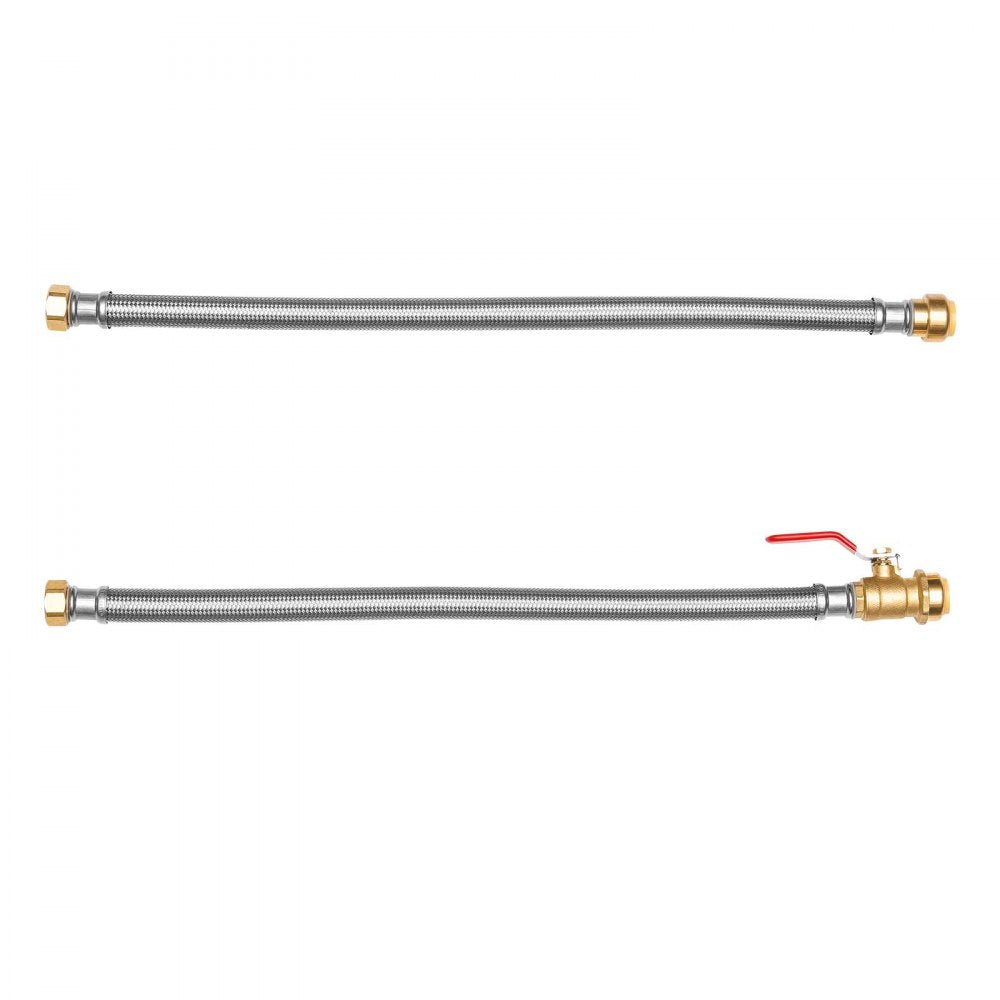 VEVOR Water Heater Kit, Push-Fit Valve Flexible Water Heater Connector with 3/4" FIP x 3/4" PTC Ball Valve, Stainless Steel Braided Waters Heaters Supply Line for Bathroom, Kitchen, Laundry Room