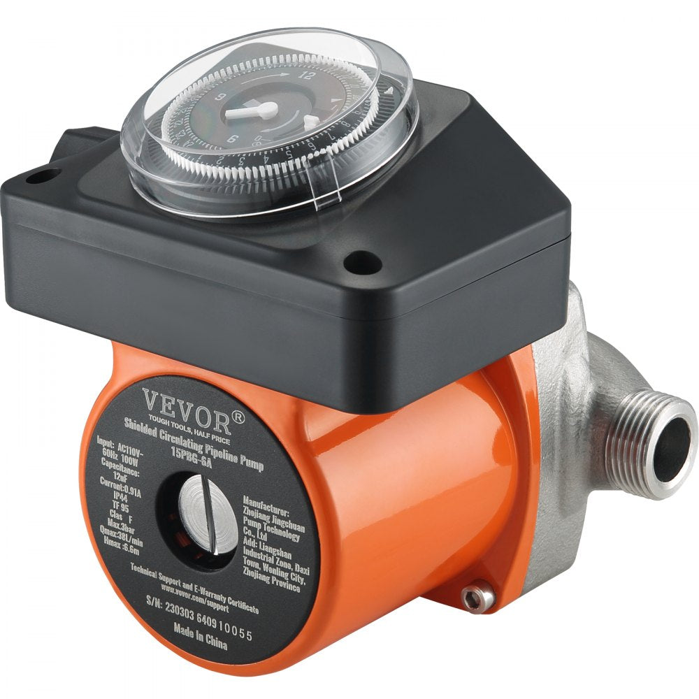 VEVOR Hot Water Recirculating Pump, 100W Water Circulator Pump, Auto Start/Close Ultra-silent Stainless Steel Head Circulation, for Electric Water Heater System/Facuet/Showerhead Circulation