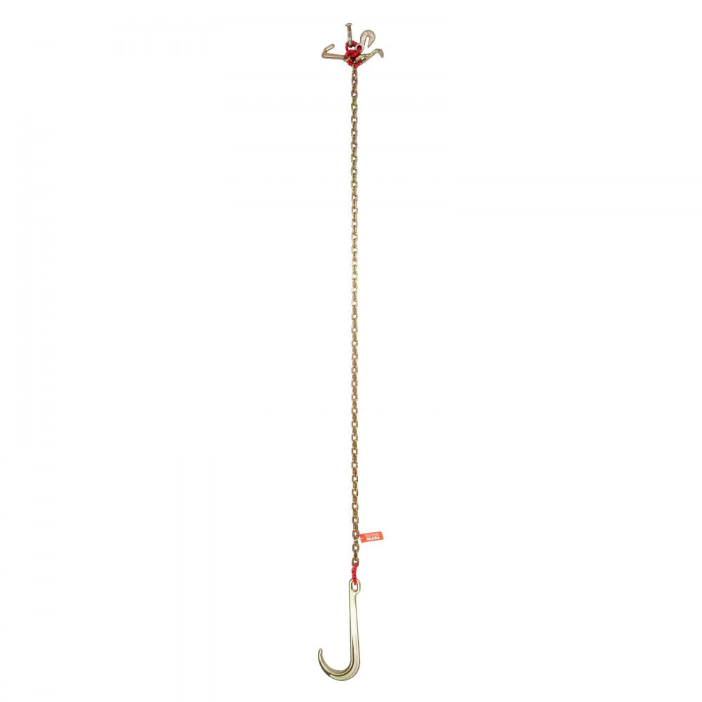 VEVOR J Hook Chain, 5/16" x 6' G80 15" Long Shank J Hook Tow Chain with RTJ Cluster Hook & Grab Hook, 5400 lbs Safe Working Load, Heavy Duty Transport Truck Chain for Wrecker Recovery Trailer Towing