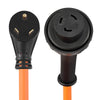 VEVOR 30 Amp 25 Feet RV Power Cord, 125V 3750W, Heavy Duty 10/3 Gauge STW Generator Cord, NEMA TT-30P to NEMA L5-30R, with Twist Lock, Indicator Light, Grip Handle, 15A Adapter, for RV Trailer, Orange