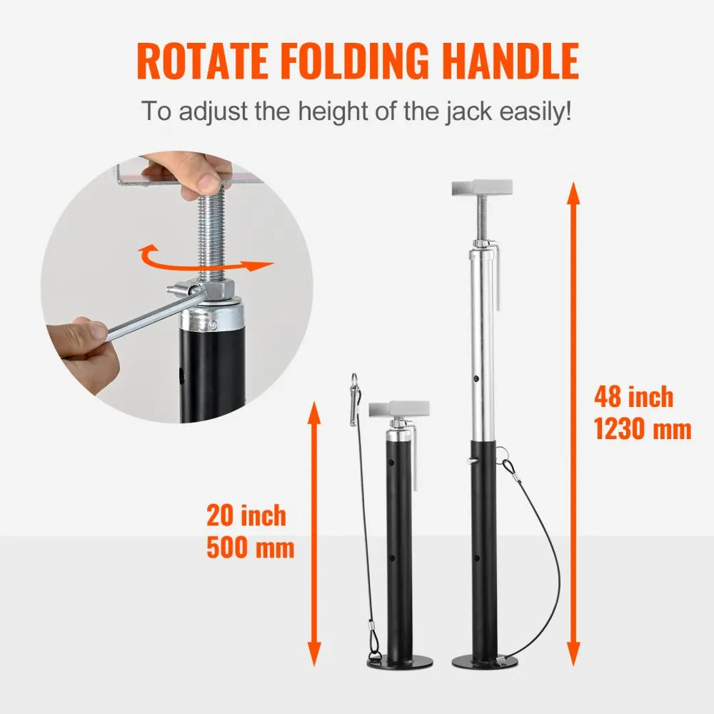 VEVOR RV Slide Out Support Jacks, 5000 lbs Capacity Each Slide Out Stabilizer, Adjusts from 20"-48" Camper Slide Out Support Jacks, Heavy-duty Slideout Stabilizers for RV, Camper and Travel Trailer