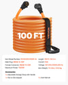 VEVOR 50 Amp 100 Feet RV Extension Cord, 125V/250V, Heavy Duty 6/3 + 8/1 Gauge STW RV Power Cord, NEMA 14-50P to NEMA 14-50R, with Power Indicator, Cord Organizer, 15A Adapter, for Camper Trailer