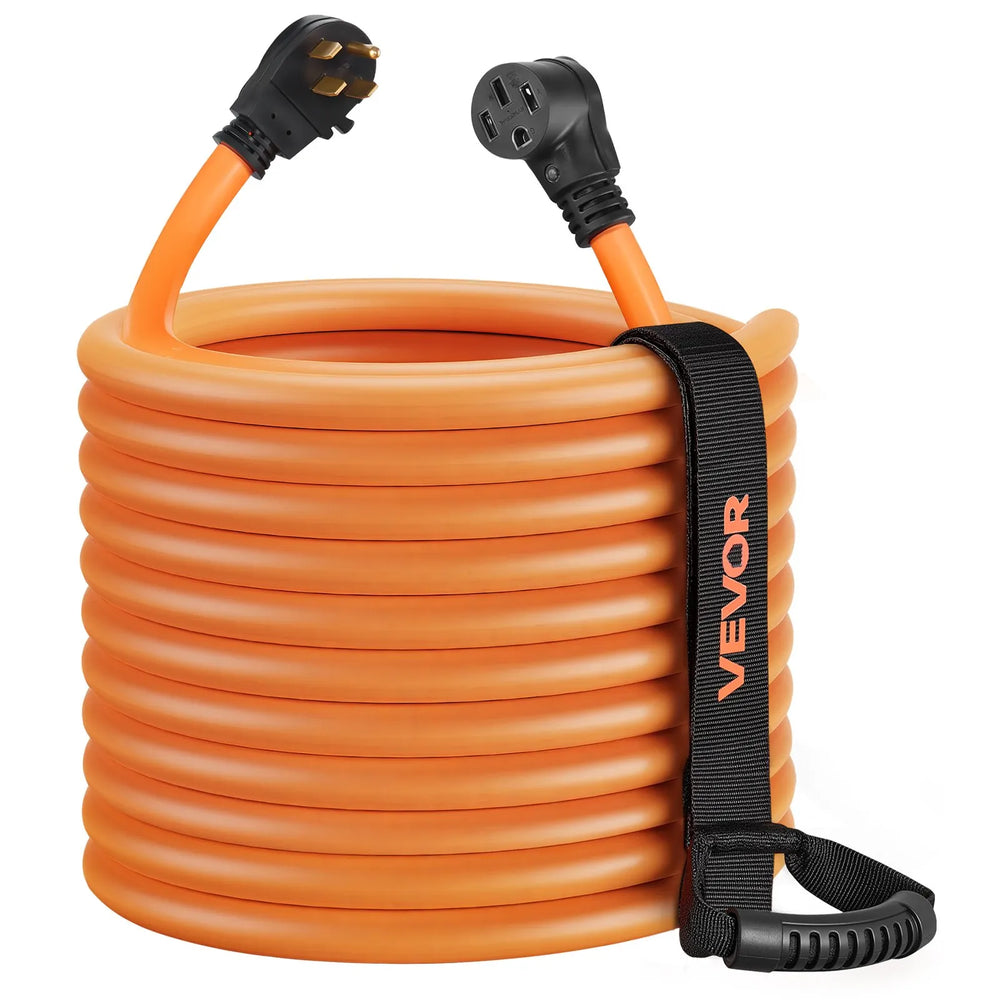 VEVOR 50 Amp 100 Feet RV Extension Cord, 125V/250V, Heavy Duty 6/3 + 8/1 Gauge STW RV Power Cord, NEMA 14-50P to NEMA 14-50R, with Power Indicator, Cord Organizer, 15A Adapter, for Camper Trailer