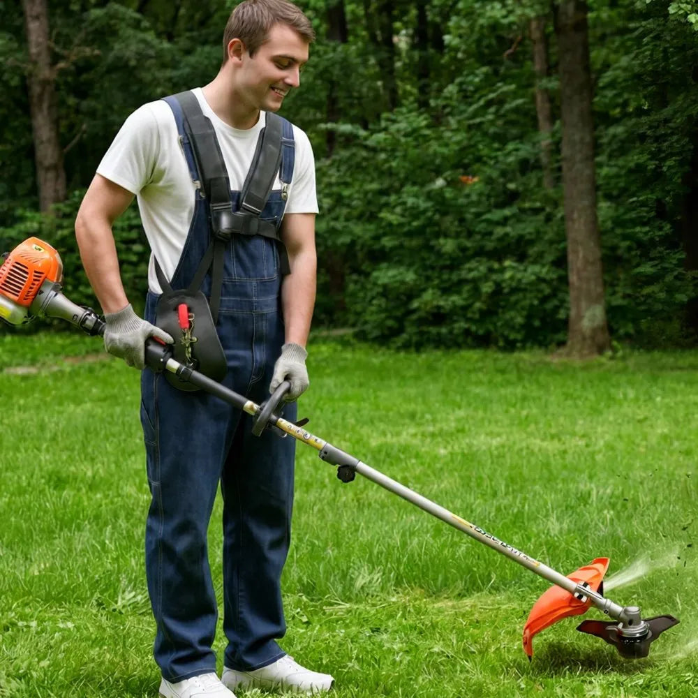 VEVOR String Trimmer, 26cc 2 in 1 Weed Wacker Gas Powered, 17" Cordless Grass Trimmer with 10" Brush Cutter, Shoulder Strap & 3T Blade, 2-Stroke Heavy-Duty Gas Weed Wacker for Quick Grass Cleaning
