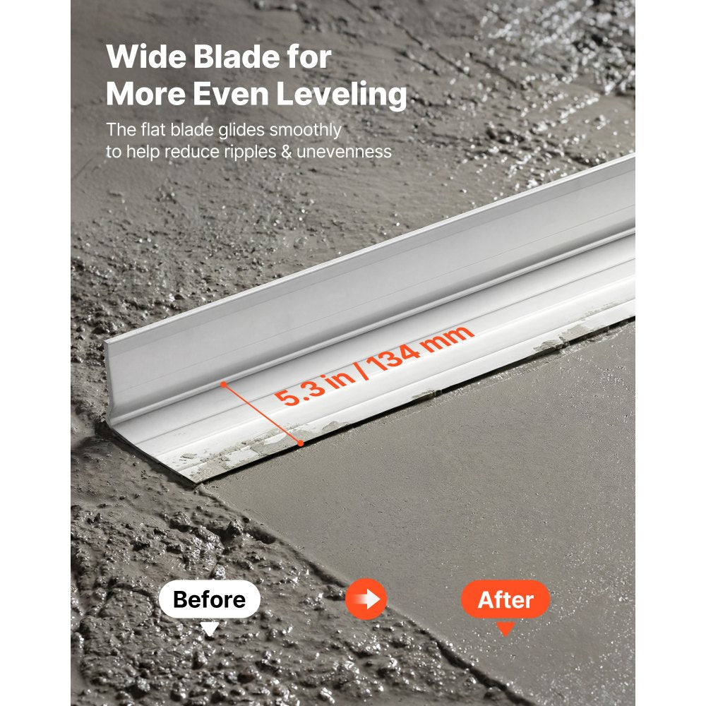 VEVOR Concrete Screed Blade 6 ft Length Aluminum Alloy Board Leveling Tool, 5.3 in Wide Straight Edge, Wide Coverage, Replacement Surface Leveler for Driveway, Patio, Sidewalk, Garage Floor Finishing