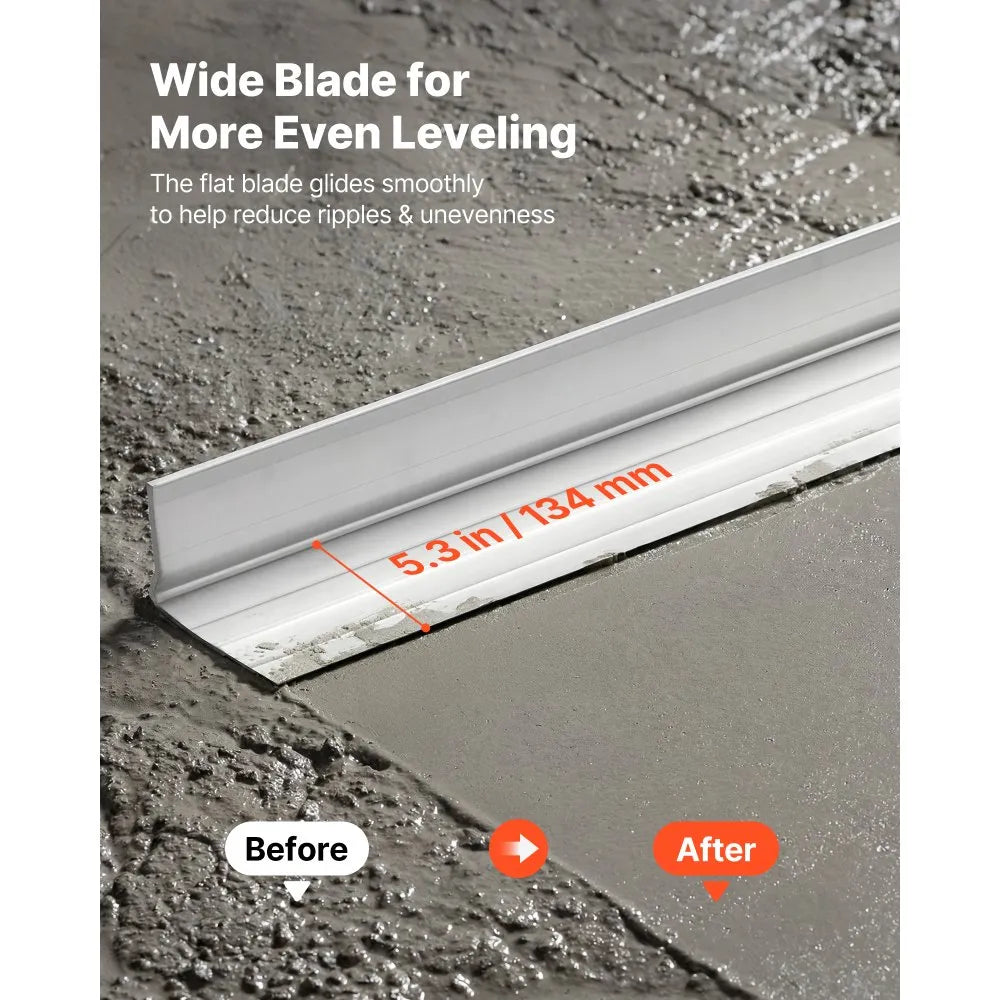 VEVOR Concrete Screed Blade 12 ft Length Aluminum Alloy Board Leveling Tool, 5.3 in Wide Straight Edge, Wide Coverage, Replacement Surface Leveler for Driveway, Patio, Sidewalk, Garage Floor Finishing
